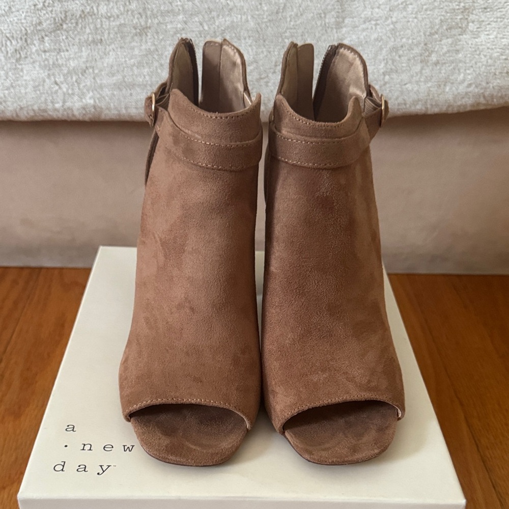 Target A New Day Tan Peep-Toe Ankle Booties